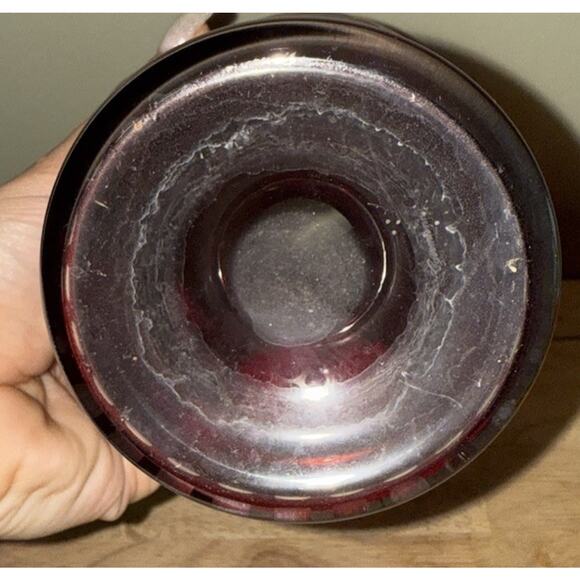 Vintage Egermann Bohemian Ruby Red Vase Cut To Clear Etched Glass 8 3/4" Tall - Picture 5 of 8